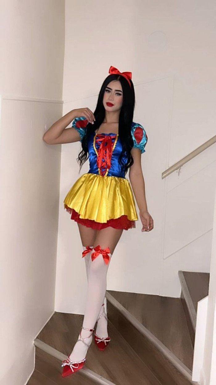 Princess-Inspired Costume with Blue, Yellow, and Red Details