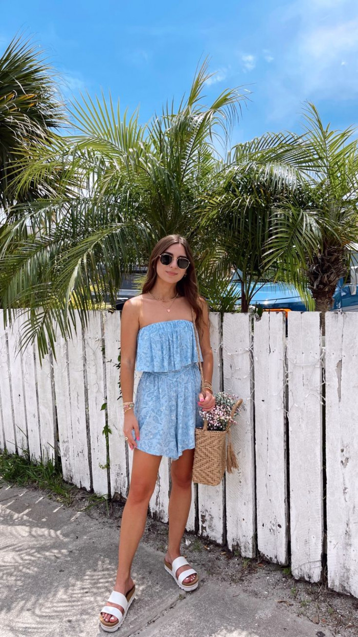 Light Blue Strapless Romper