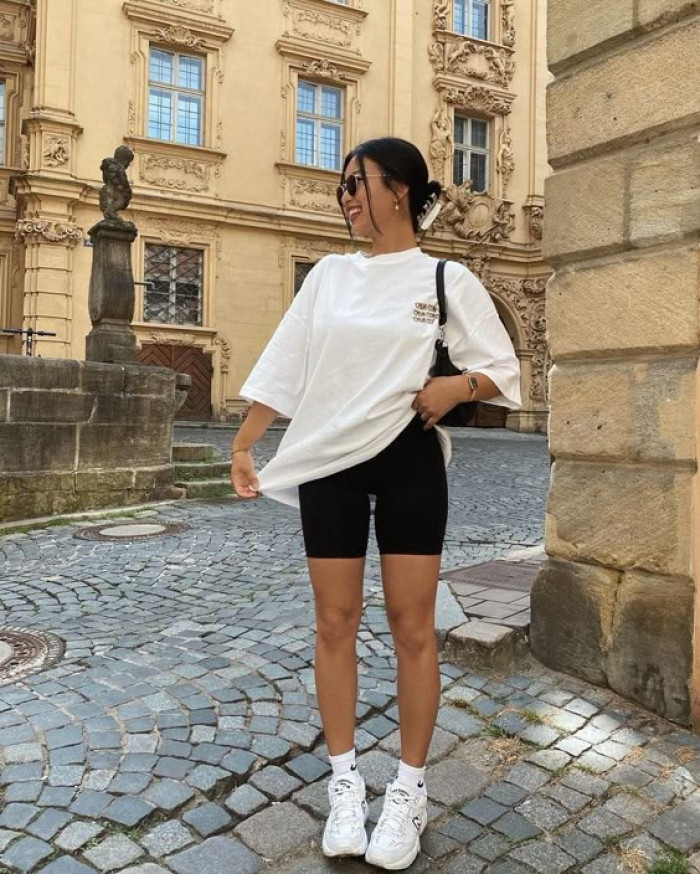 Oversized Tee with Biker Shorts