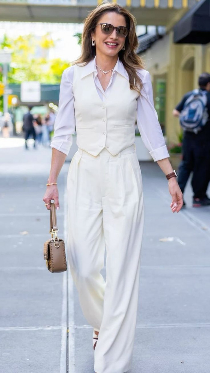 Wide-Leg Trousers with Button-Up Shirt